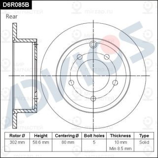Тормозной диск ADVICS D6R085B