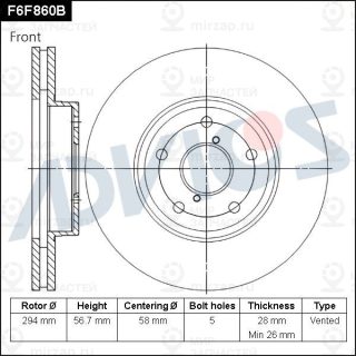 Тормозной диск ADVICS F6F860B
