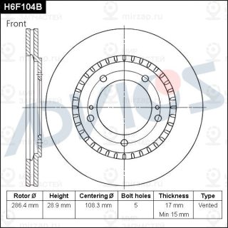 Тормозной диск ADVICS H6F104B