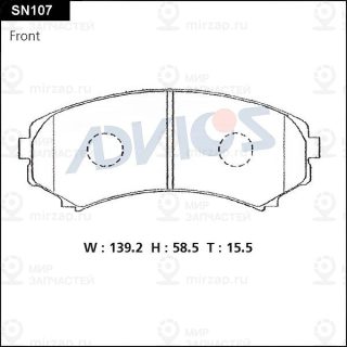 Комплект тормозных колодок (дисковый тормоз) ADVICS SN107