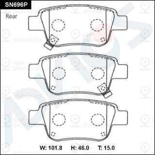 Комплект тормозных колодок (дисковый тормоз) ADVICS SN696P