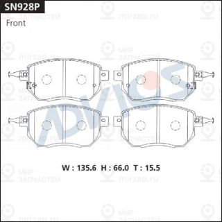 Комплект тормозных колодок (дисковый тормоз) ADVICS SN928P