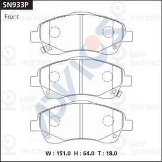 Комплект тормозных колодок (дисковый тормоз) ADVICS SN933P