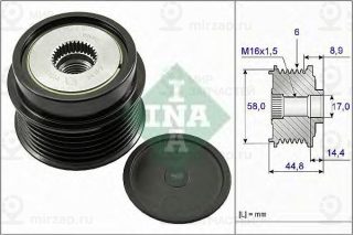 Шкив Генератора Hyundai Elantra(Md,Ud), I20(Pb,Pbt), I30, I40, Ix35, Veloster INA 535027110