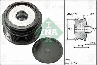 535 0282 10_Шкив Генератора!\ Ford Mondeo/S-Max/Galaxy 1.5 Ecoboost 14> INA 535028210
