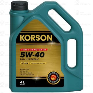 Масло Моторное 5W-40 A3/B4 4L KORSON KS00012