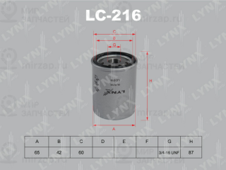 Фильтр масляный LYNX LC216