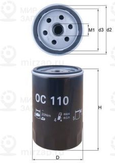 Фильтр масляный MAHLE OC110
