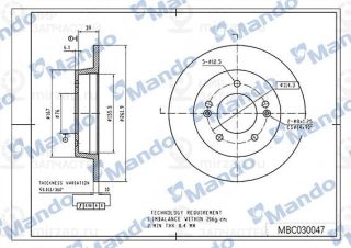 Тормозной диск MANDO MBC030047