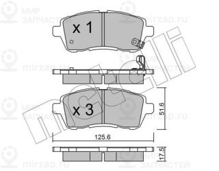 Комплект тормозных колодок (дисковый тормоз) METELLI 2207930