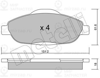 Комплект тормозных колодок (дисковый тормоз) METELLI 2208040