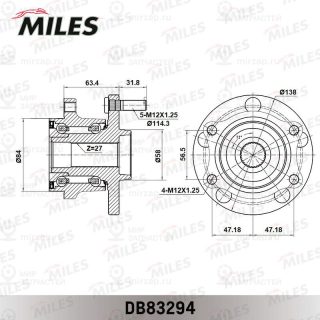 Комплект подшипника ступицы колеса MILES DB83294