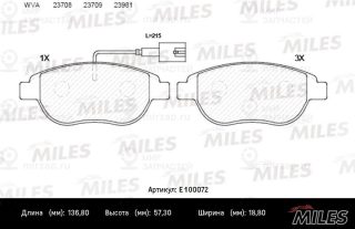 Комплект тормозных колодок (дисковый тормоз) MILES E100072