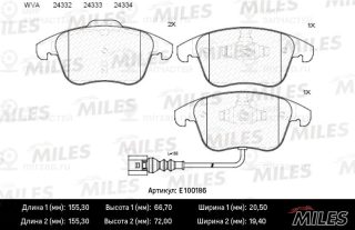 Комплект тормозных колодок (дисковый тормоз) MILES E100186