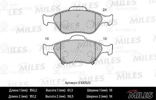 Комплект тормозных колодок (дисковый тормоз) MILES E100520