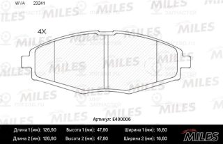 Комплект тормозных колодок (дисковый тормоз) MILES E400006