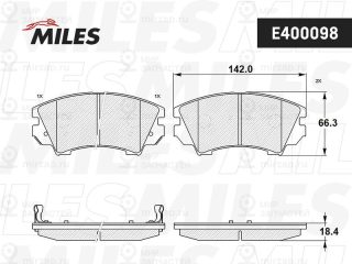Комплект тормозных колодок (дисковый тормоз) MILES E400098