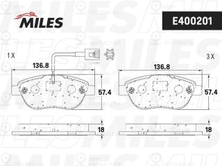 Комплект тормозных колодок (дисковый тормоз) MILES E400201
