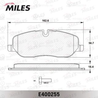 Комплект тормозных колодок (дисковый тормоз) MILES E400255