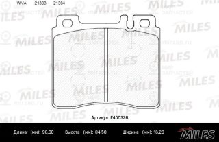 Комплект тормозных колодок (дисковый тормоз) MILES E400326