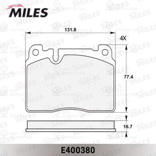 Комплект тормозных колодок (дисковый тормоз) MILES E400380