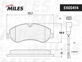 Комплект тормозных колодок (дисковый тормоз) MILES E400414