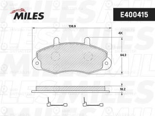 Комплект тормозных колодок (дисковый тормоз) MILES E400415