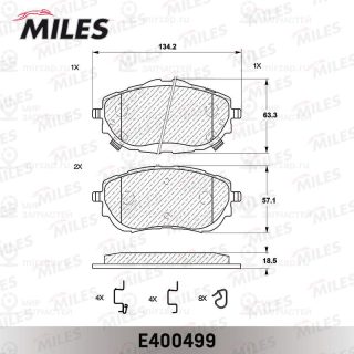 Комплект тормозных колодок (дисковый тормоз) MILES E400499