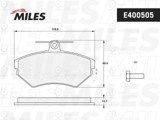 Комплект тормозных колодок (дисковый тормоз) MILES E400505
