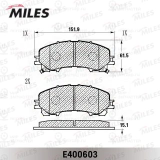 Комплект тормозных колодок (дисковый тормоз) MILES E400603