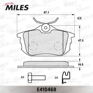 Комплект тормозных колодок (дисковый тормоз) MILES E410468
