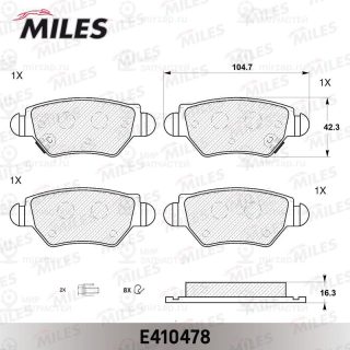 Комплект тормозных колодок (дисковый тормоз) MILES E410478