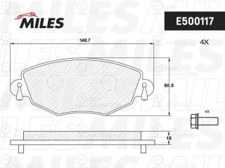Комплект тормозных колодок (дисковый тормоз) MILES E500117