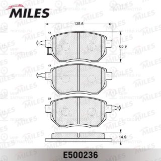 Комплект тормозных колодок (дисковый тормоз) MILES E500236
