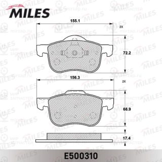 Комплект тормозных колодок (дисковый тормоз) MILES E500310