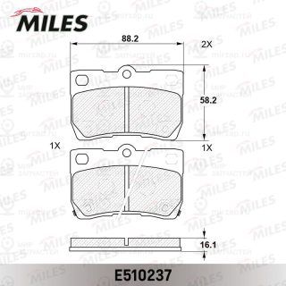 Комплект тормозных колодок (дисковый тормоз) MILES E510237