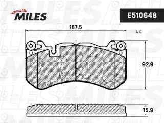 Комплект тормозных колодок (дисковый тормоз) MILES E510648
