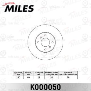 Тормозной диск MILES K000050