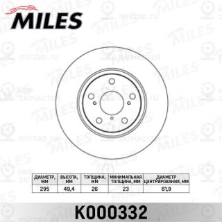 Тормозной диск MILES K000332