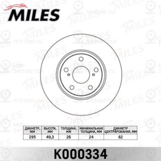 Тормозной диск MILES K000334