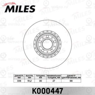 Тормозной диск MILES K000447
