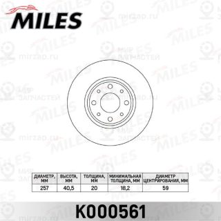 Тормозной диск MILES K000561