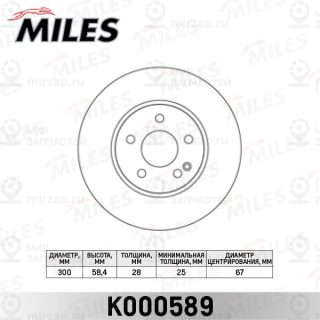 Тормозной диск MILES K000589