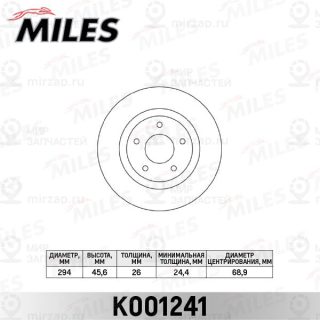 Тормозной диск MILES K001241