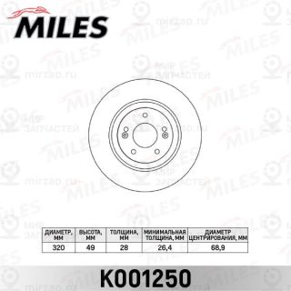 Тормозной диск MILES K001250