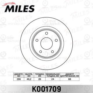 Тормозной диск MILES K001709