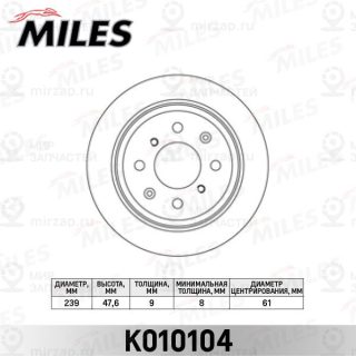 Тормозной диск MILES K010104