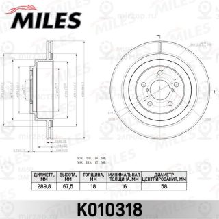 Тормозной диск MILES K010318