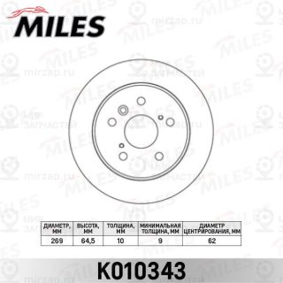 Тормозной диск MILES K010343