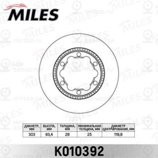 Тормозной диск MILES K010392